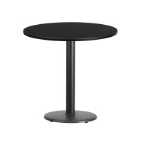Flash Furniture XU-RD-30-BLKTB-TR18-GG 30" Round Black Laminate Table Top with 18" Round Table Height Base